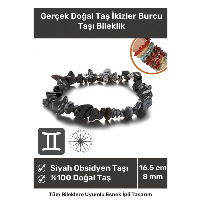 Premium İkizler Burcu Enerjisini Yükselten Doğal Taş Bileklik İkizler Burçları Burç Unisex Bileklik