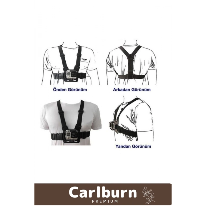 Premium Ayarlanabilir Spor Video Macera Etkinlik Aksiyon Kamerası Göğüse Sabitleme Kemeri