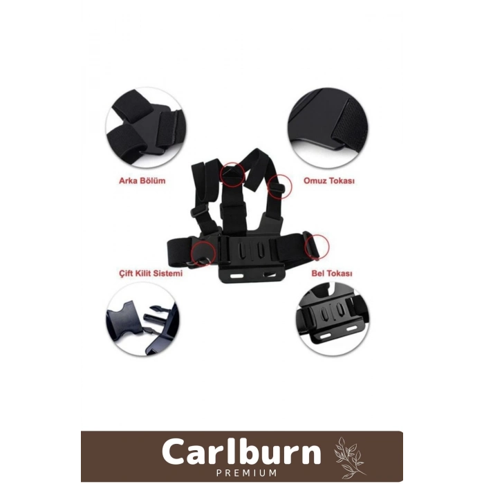 Premium Ayarlanabilir Spor Video Macera Etkinlik Aksiyon Kamerası Göğüse Sabitleme Kemeri