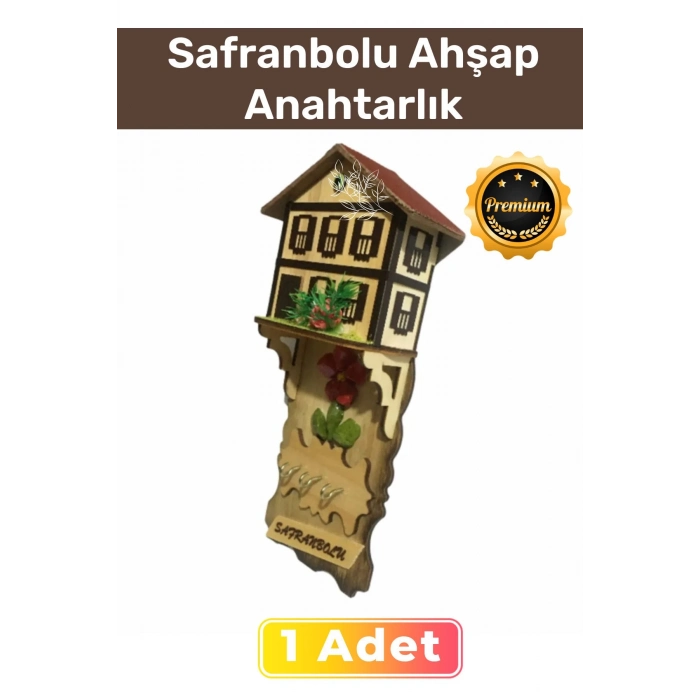 Premium Özel Üretim Hediyelik Turistik Ahşap 3lü Safranbolu Tasarımlı El Yapımı Anahtarlık Askısı