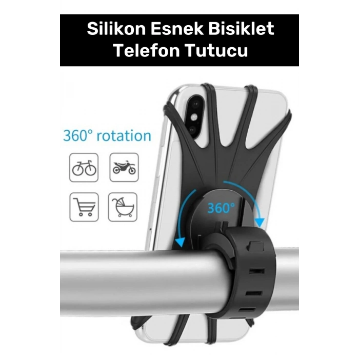 Premium Pratik Sök Çıkar Dayanıklı Esnek Ayarlanabilen Silikon Esnek Bisiklet Telefon Tutucu
