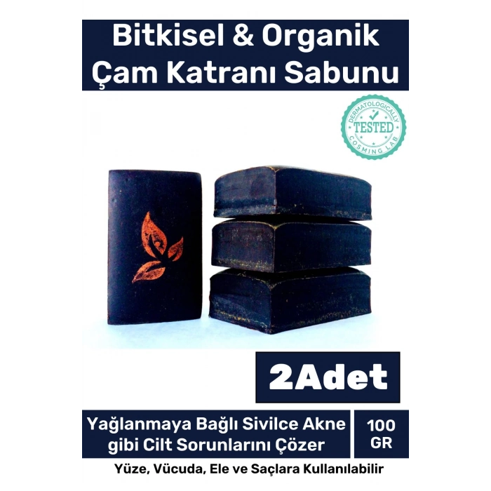Özel Üretim %100 Doğal Koku Yüz Cilt Beyazlatıcı Organik Nemlendirici Çam Katranı Sabunu 2 Adet