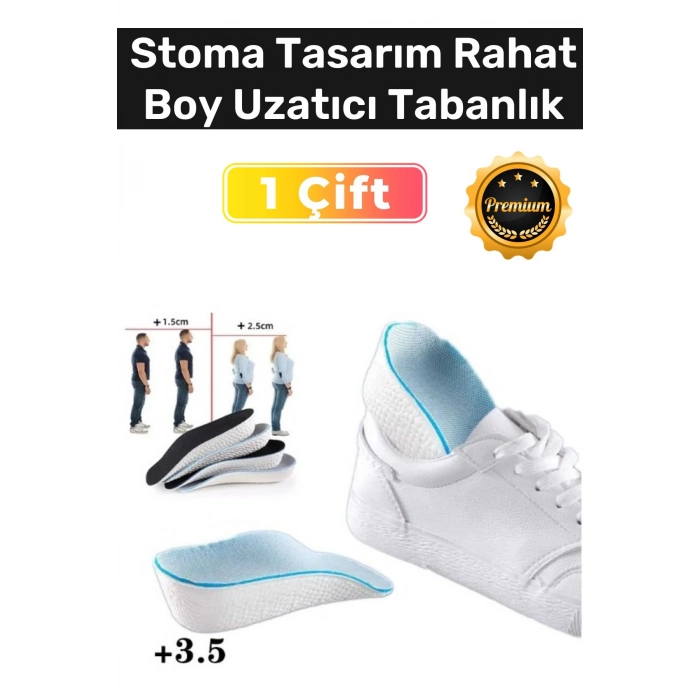 Özel Üretim Eva Bellek Köpük Stoma Tasarım Rahat Kadın Erkek Boy Uzatıcı Tabanlık 3.5 Cm - 2 Adet