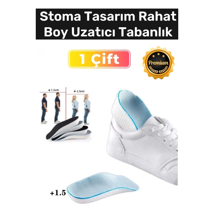 Özel Üretim Eva Bellek Köpük Stoma Tasarım Rahat Kadın Erkek Boy Uzatıcı Tabanlık 1.5 Cm - 2 Adet