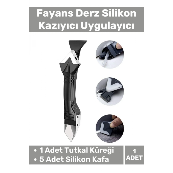 Premium Mutfak Banyo Fayans Derz Silikon Kazıyıcı Sıyırıcı Doğrayıcı Uygulayıcı 3 in 1 Aparat