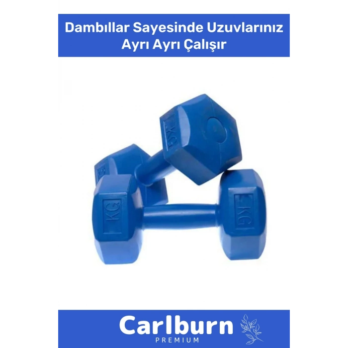 Özel Plastik Köşeli Spor Egzersiz Vücut Kas Geliştirme Fitness Ağırlık Mavi 5 Kg Dambıl Set - 2 Adet