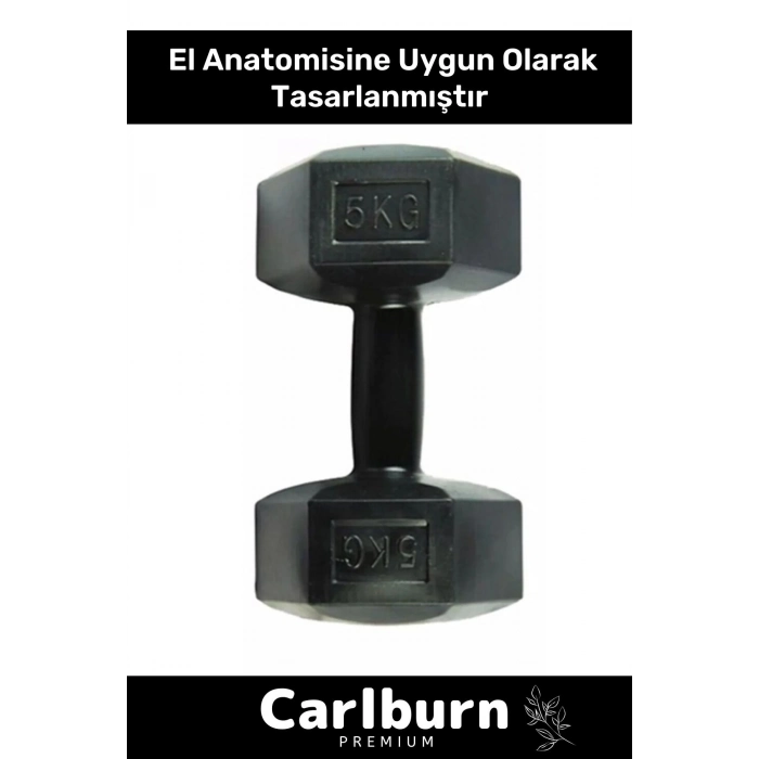 Plastik Köşeli Spor Egzersiz Vücut Kas Geliştirme Fitness Ağırlık Siyah 5 Kg Dambıl Set - 2 Adet