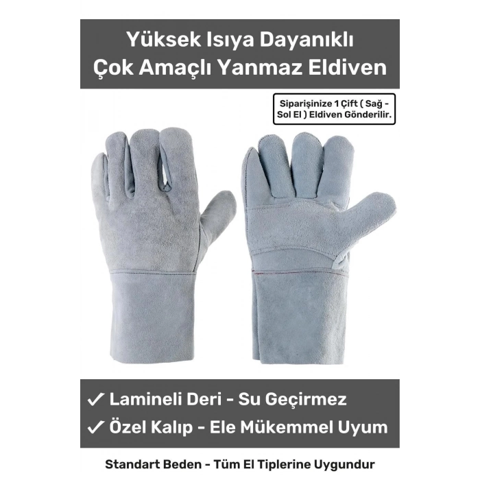 Premium Serisi Yanmaz Isıya Dayanıklı Eldiven Kaynak Yangın Için Su Geçirmez Çok Amaçlı Deri Eldiven