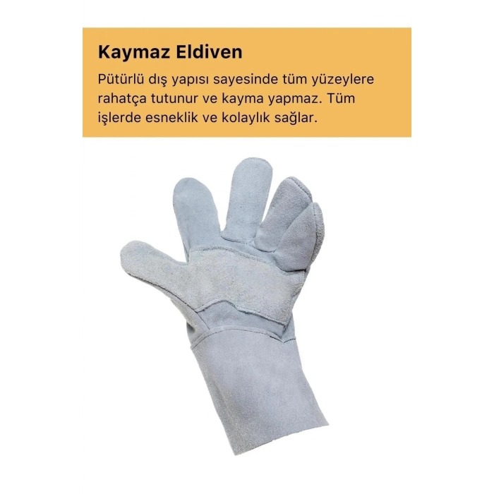 Premium Serisi Yanmaz Isıya Dayanıklı Eldiven Kaynak Yangın Için Su Geçirmez Çok Amaçlı Deri Eldiven