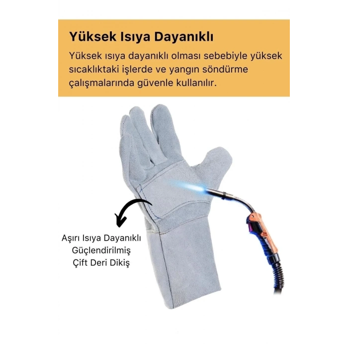 Premium Serisi Yanmaz Isıya Dayanıklı Eldiven Kaynak Yangın Için Su Geçirmez Çok Amaçlı Deri Eldiven
