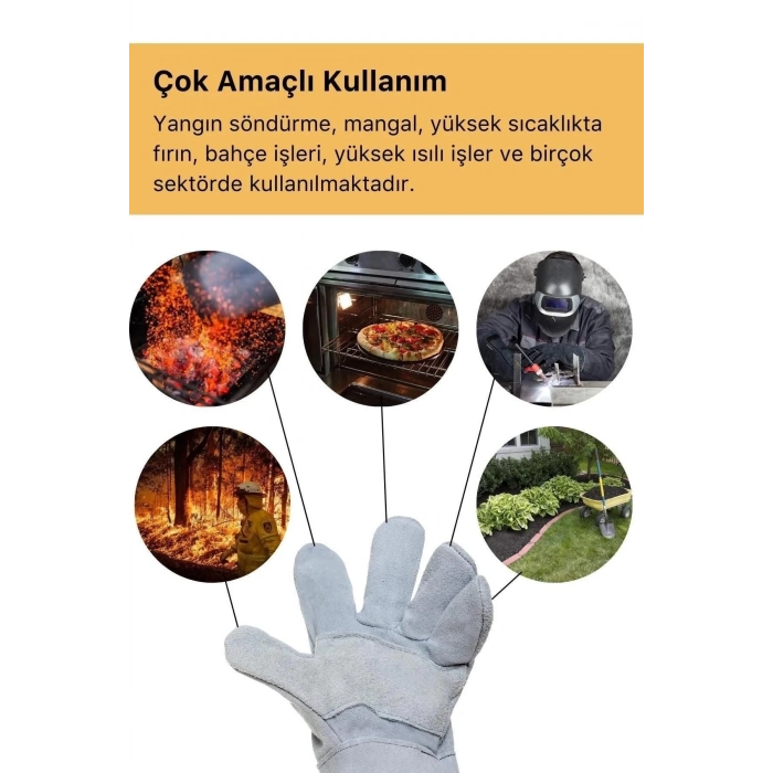 Premium Serisi Yanmaz Isıya Dayanıklı Eldiven Kaynak Yangın Için Su Geçirmez Çok Amaçlı Deri Eldiven