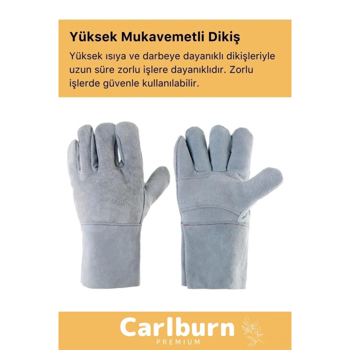 Premium Serisi Yanmaz Isıya Dayanıklı Eldiven Kaynak Yangın Için Su Geçirmez Çok Amaçlı Deri Eldiven
