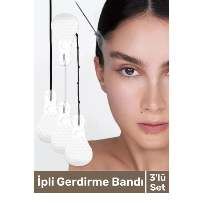 Özel Üretim Günlük Yüz Kaş Göz Vücut Boyun Kaz Ayağı İpli Gerdirme Bandı 3lü Set