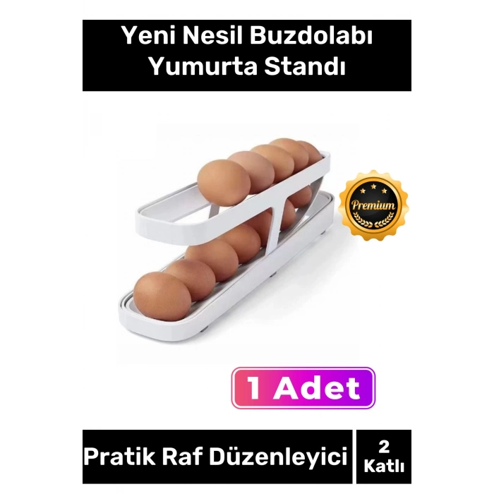 Premium Seri Buzdolabı Plastik 2 Katlı Kullanışlı Pratik Raf Düzenleyici Yeni Nesil Yumurta Standı