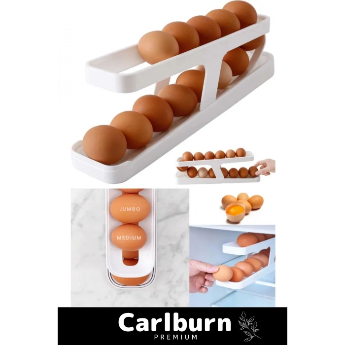 Premium Seri Buzdolabı Plastik 2 Katlı Kullanışlı Pratik Raf Düzenleyici Yeni Nesil Yumurta Standı