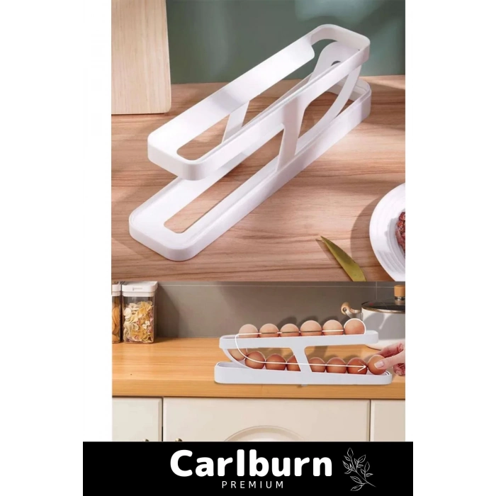 Premium Seri Buzdolabı Plastik 2 Katlı Kullanışlı Pratik Raf Düzenleyici Yeni Nesil Yumurta Standı