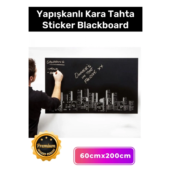 Özel Üretim Büyük Boy Kendinden Yapışkanlı Yaz Sil Rulo Yapışkanlı Kara Tahta Sticker Blackboard
