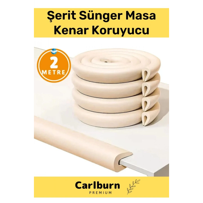 Özel İz Bırakmaz Kalın Sehpa Esnek Çocuk Bebek Şerit Sünger Mobilya Masa Kenar Köşe Koruyucu 2 Metre