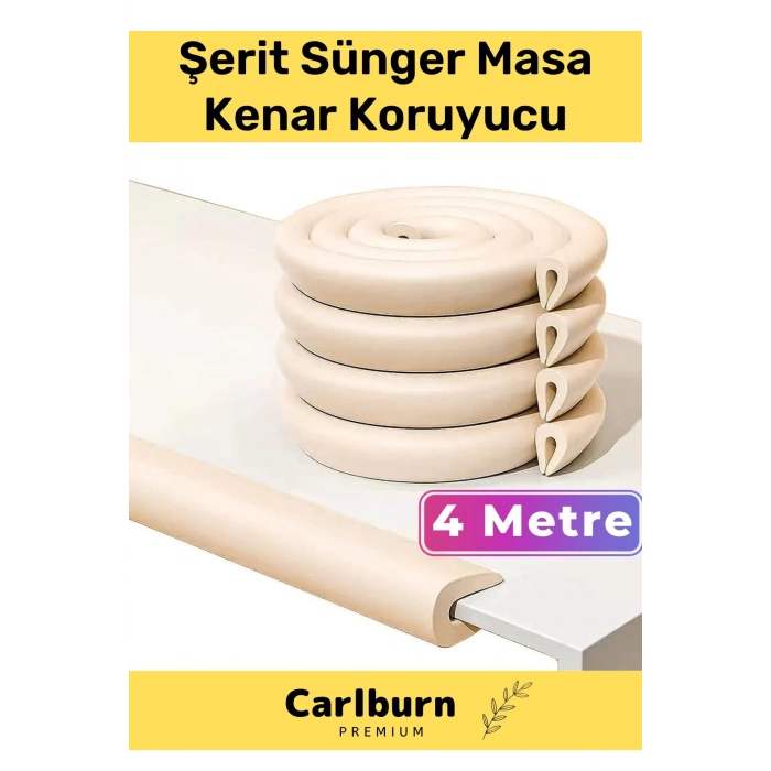 Özel İz Bırakmaz Kalın Sehpa Esnek Çocuk Bebek Şerit Sünger Mobilya Masa Kenar Köşe Koruyucu 4 Metre