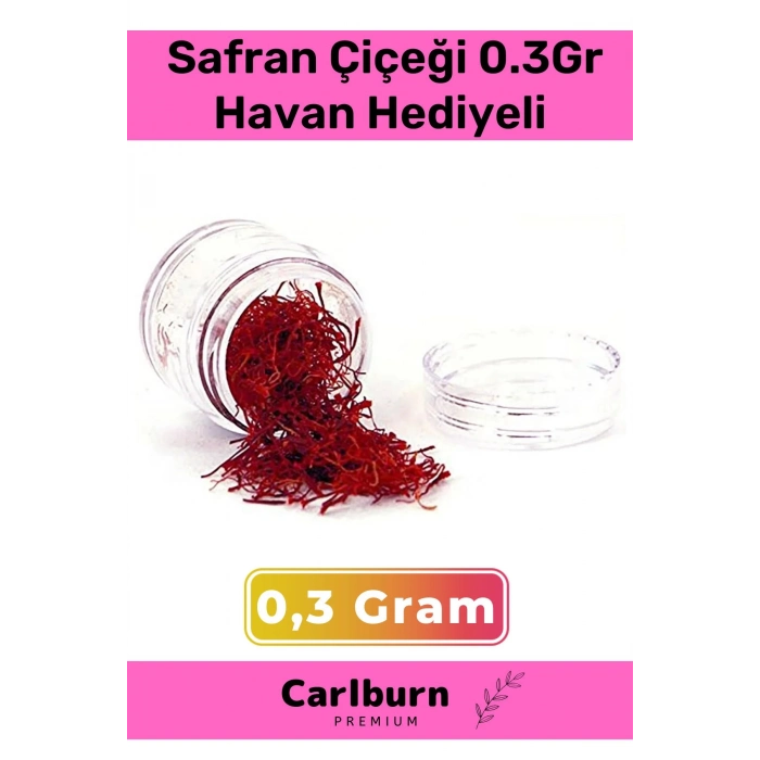 Premium Organik Özenle Toplanmış Dikkatle Ayrıştırılmış Safran Çiçeği 3 Gr - Havan Hediyeli