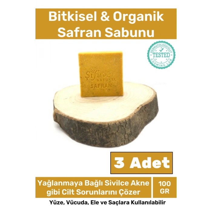 Doğal Koku Yüz Cilt Beyazlatıcı Organik Nemlendirici Safran Sabunu 3lü Set