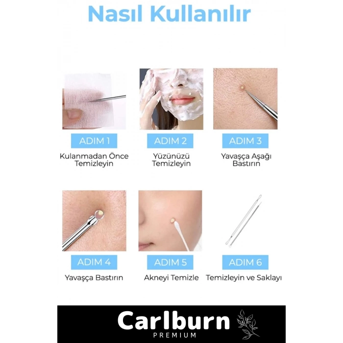 Özel Üretim Paslanmaz Çelik Günlük Cilt Bakım Siyah Nokta Akne Temizleyici Kutulu Komedon 4lü Set