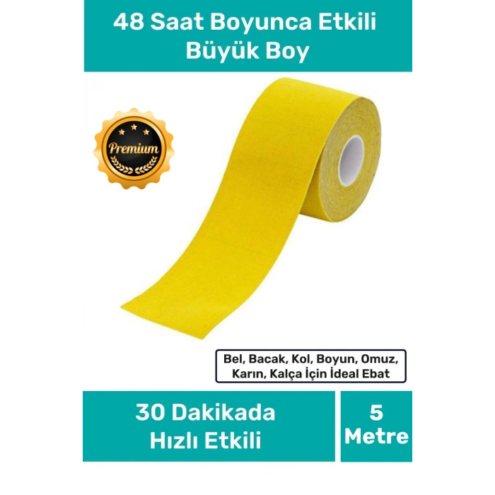 Hızlı Etkili Büyük Boy Kas Eklem Bel Bacak Kol Boyun Sırt Omuz Karın Kalça Ağrı IsıI Bandı 5cm x 5m