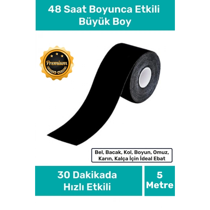 Hızlı Etkili Büyük Boy Kas Eklem Bel Bacak Kol Boyun Sırt Omuz Karın Kalça Ağrı IsıI Bandı 5cm x 5m