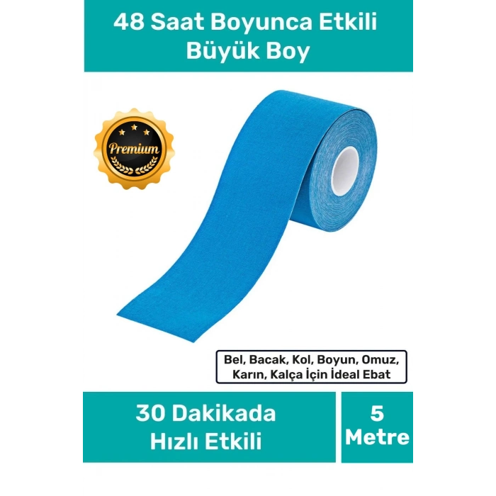 Hızlı Etkili Büyük Boy Kas Eklem Bel Bacak Kol Boyun Sırt Omuz Karın Kalça Ağrı IsıI Bandı 5cm x 5m