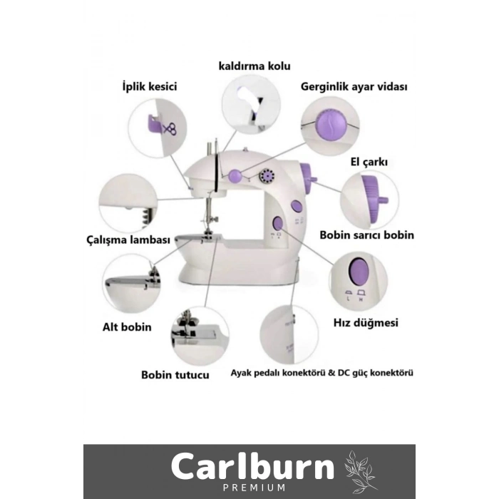 Pratik Taşınabilir Elektrikli Seyahat Kamp Hız Ayarlı Kademeli Otomatik Mini Pedallı Dikiş Makinesi