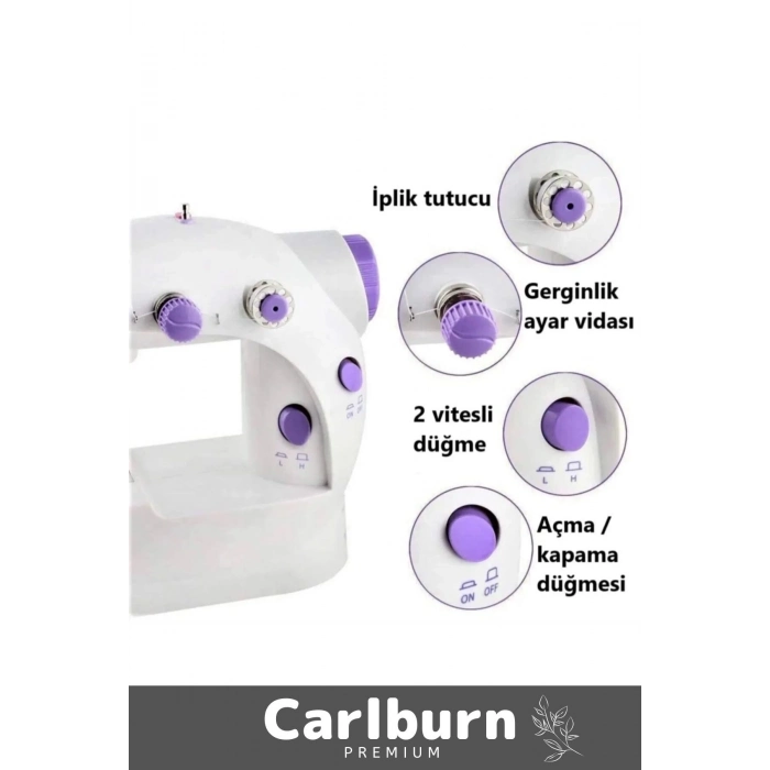 Pratik Taşınabilir Elektrikli Seyahat Kamp Hız Ayarlı Kademeli Otomatik Mini Pedallı Dikiş Makinesi