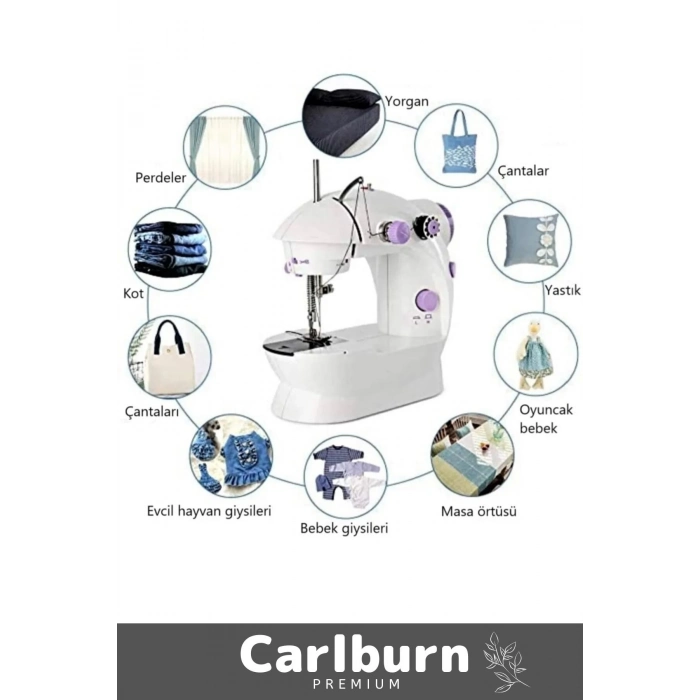 Pratik Taşınabilir Elektrikli Seyahat Kamp Hız Ayarlı Kademeli Otomatik Mini Pedallı Dikiş Makinesi