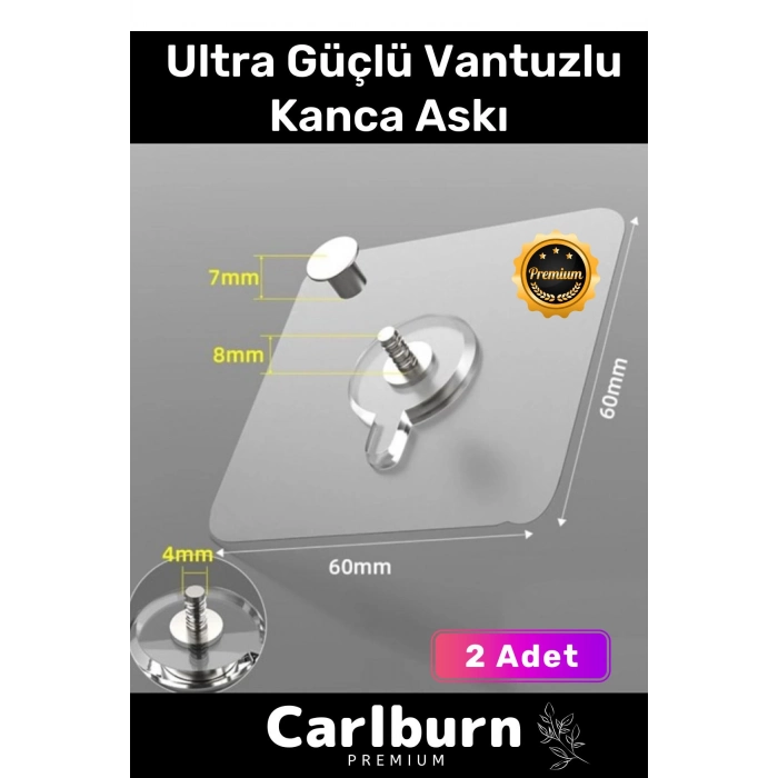 Özel Üretim Süper Güçlü Yapışkan Kanca İz Bırakmaz Paslanmaz Çelik Ultra Güçlü Vantuzlu Askı 2 Adet