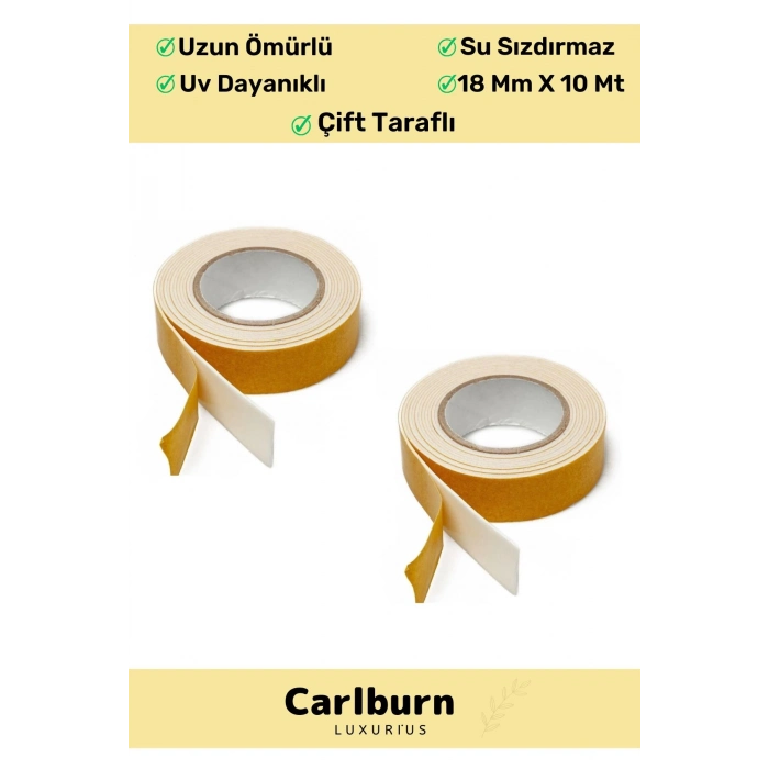 Süper Güçlü Uzun Ömürlü Kuvvetli Yapışkan Kolay İz Bırakmaz Çift Taraflı Köpük Bant 10mt - 2 Adet
