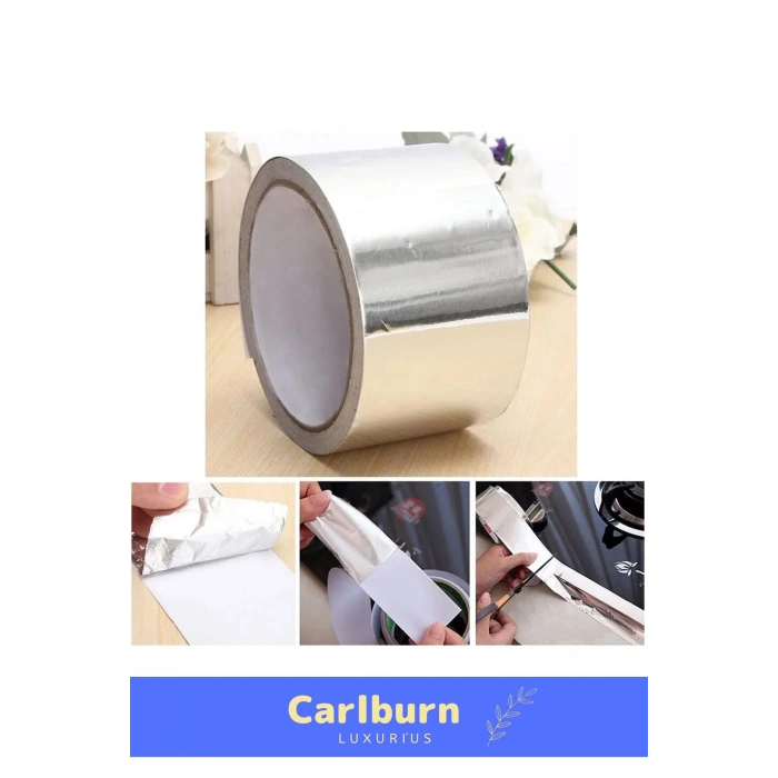 Özel Suya Sıcaklığa Dayanıklı Tamir Soba Boru Yama Alüminyum Yanmaz Folyo Bant 44mm 20mt - 10 Adet