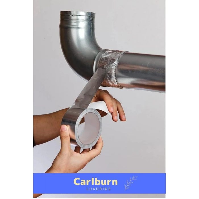 Özel Suya Sıcaklığa Dayanıklı Tamir Soba Boru Yama Alüminyum Yanmaz Folyo Bant 44mm 20mt - 3 Adet