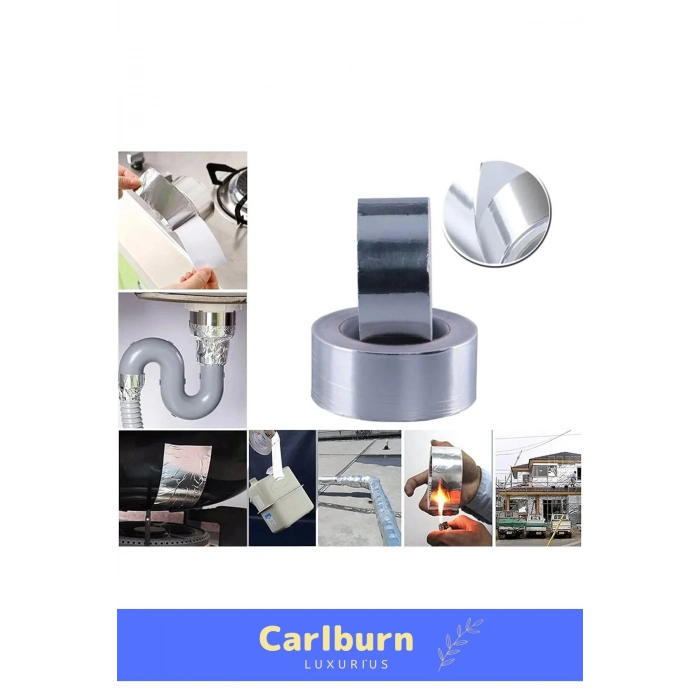 Özel Suya Sıcaklığa Dayanıklı Tamir Soba Boru Yama Alüminyum Yanmaz Folyo Bant 44mm 20mt - 2 Adet