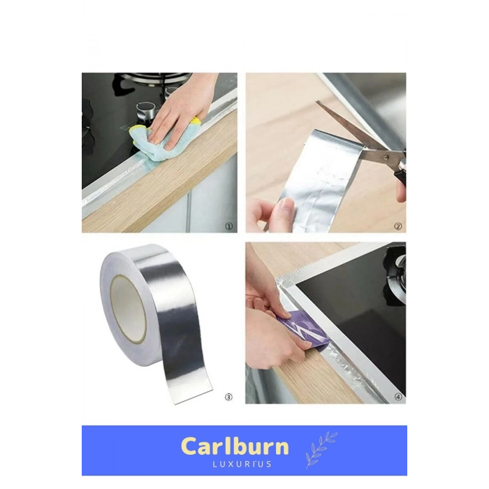 Özel Suya Sıcaklığa Dayanıklı Tamir Soba Boru Yama Alüminyum Yanmaz Folyo Bant 44mm 20mt - 1 Adet