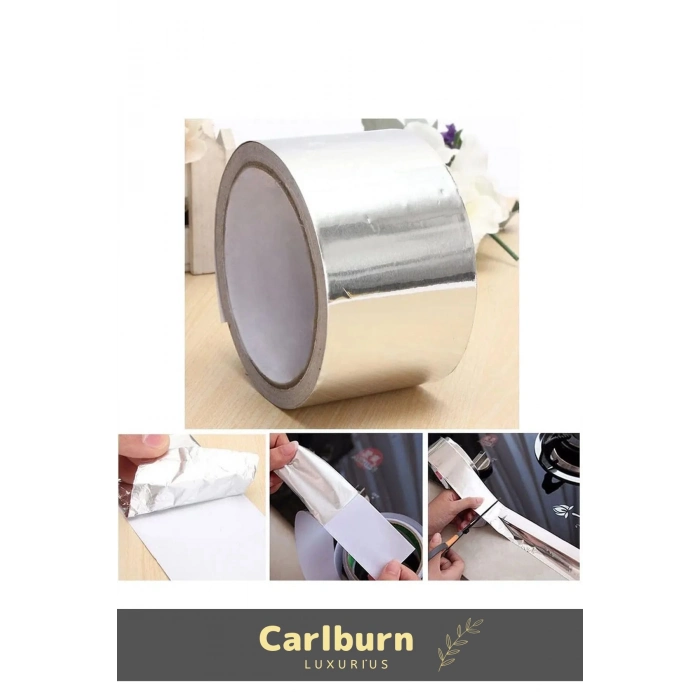 Özel Suya Sıcaklığa Dayanıklı Tamir Soba Boru Yama Alüminyum Yanmaz Folyo Bant 44mm 10mt - 5 Adet