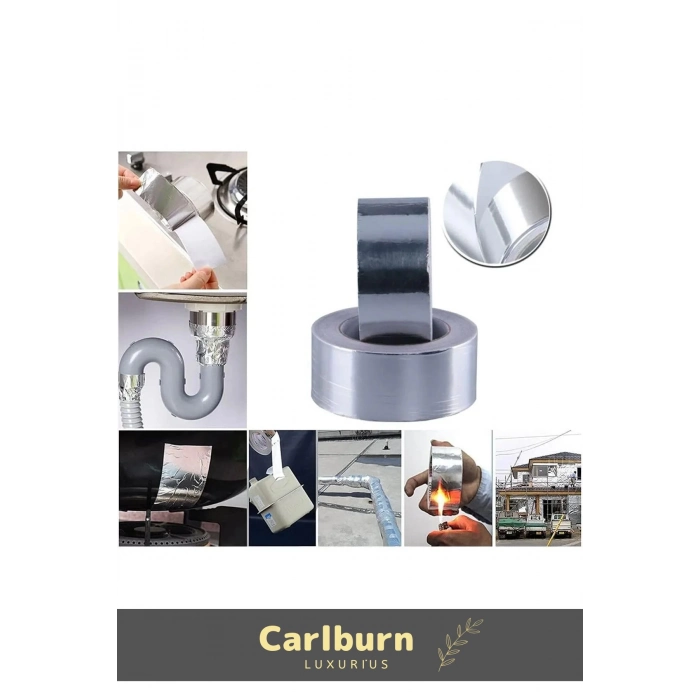 Özel Suya Sıcaklığa Dayanıklı Tamir Soba Boru Yama Alüminyum Yanmaz Folyo Bant 44mm 10mt - 3 Adet