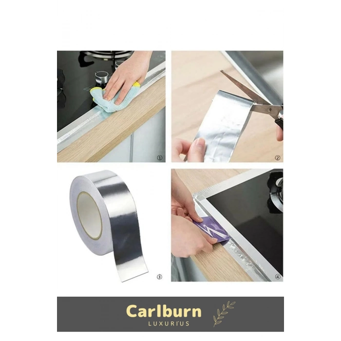 Özel Suya Sıcaklığa Dayanıklı Tamir Soba Boru Yama Alüminyum Yanmaz Folyo Bant 44mm 10mt - 2 Adet