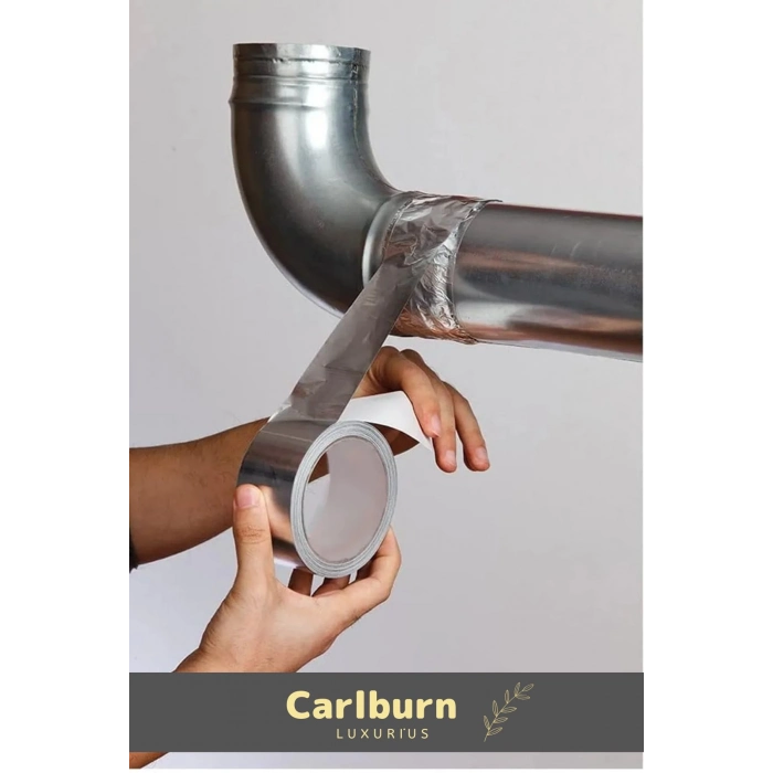 Özel Suya Sıcaklığa Dayanıklı Tamir Soba Boru Yama Alüminyum Yanmaz Folyo Bant 44mm 10mt - 1 Adet