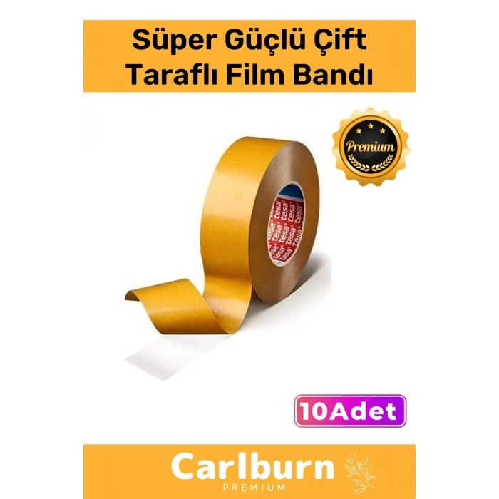 Premium Seri Süper Güçlü Genel Amaçlı Şeffaf PP Özellikli Çift Taraflı Film Transfer Bant - 10 Adet
