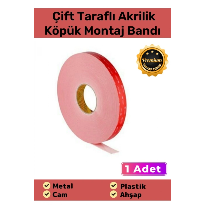 Özel Üretim Süper Güçlü İz Bırakmayan Çift Taraflı Akrilik Köpük Montaj Bandı 19mm X 2mt - 1 Adet