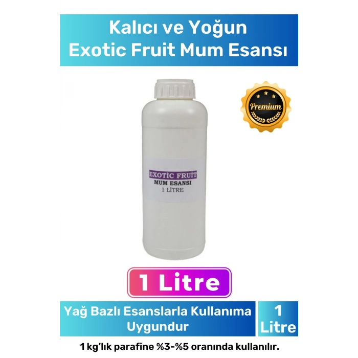 Özel Üretim Kalıcı Yoğun Yağ Bazlı Tüm Ürünlerle Kullanıma Uygun Exotic Fruit Mum Esansı 1 LT