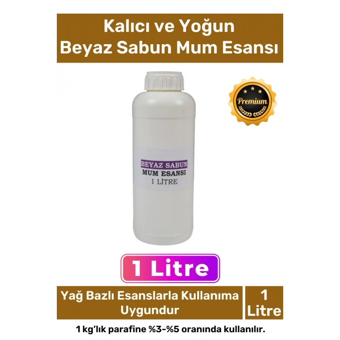 Özel Üretim Kalıcı Yoğun Yağ Bazlı Tüm Ürünlerle Kullanıma Uygun Hamam Beyaz Sabun Mum Esansı 1 LT