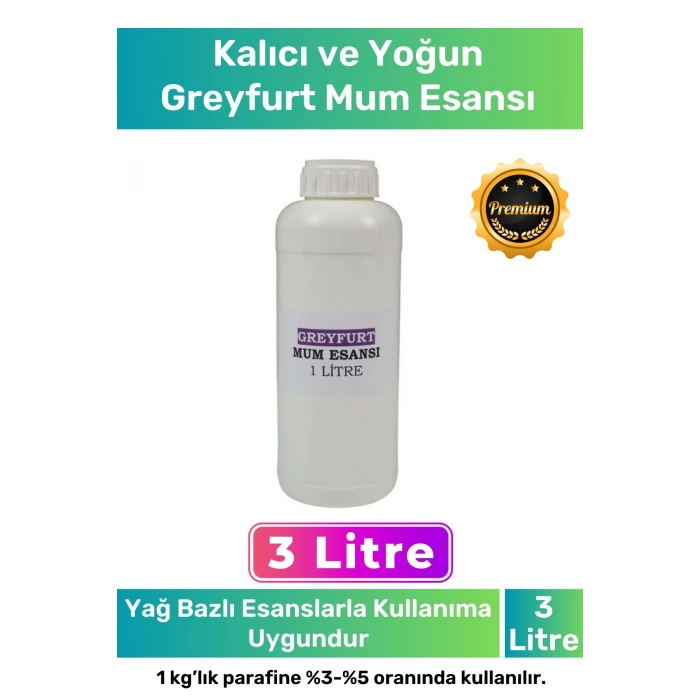 Özel Üretim Kalıcı Yoğun Kaliteli Yağ Bazlı Tüm Ürünlerle Kullanıma Uygun Greyfurt Mum Esansı 3 LT