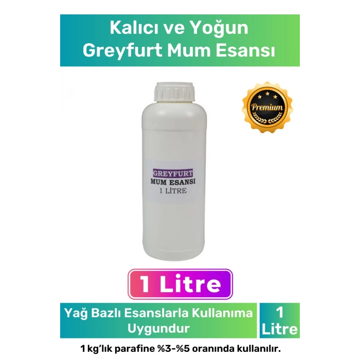 Özel Üretim Kalıcı Yoğun Kaliteli Yağ Bazlı Tüm Ürünlerle Kullanıma Uygun Greyfurt Mum Esansı 1 LT