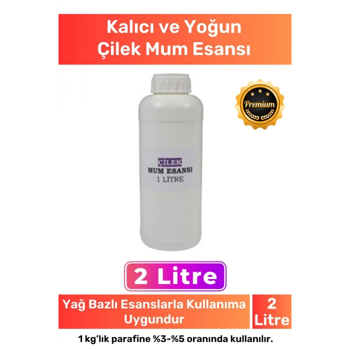 Özel Üretim Kalıcı Yoğun Kaliteli Yağ Bazlı Tüm Ürünlerle Kullanıma Uygun Çilek Mum Esansı 2 LT