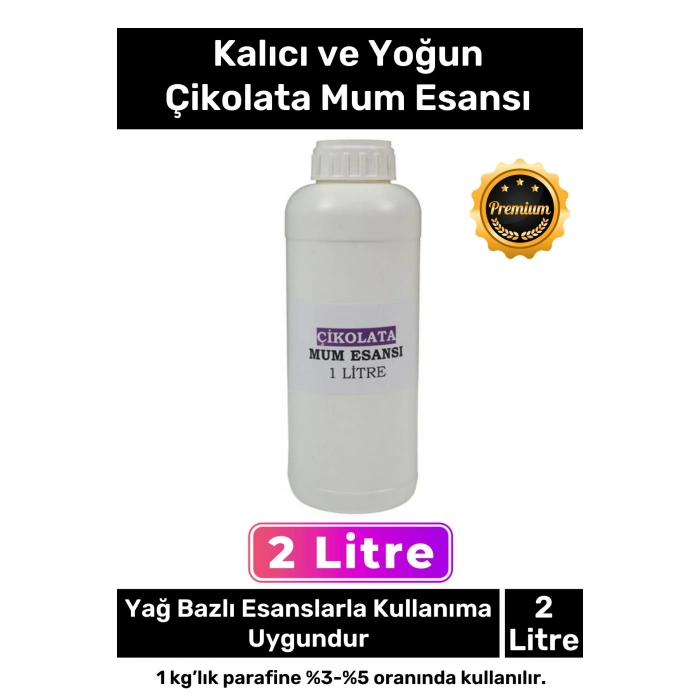 Özel Üretim Kalıcı Yoğun Kaliteli Yağ Bazlı Tüm Ürünlerle Kullanıma Uygun Çikolata Mum Esansı 2 LT